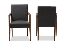 Load image into Gallery viewer, Baxton Studio Andrea Mid-Century Modern Dark Grey Upholstered Wooden Armchair (Set of 2)