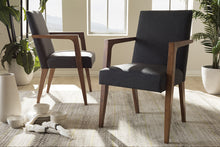 Load image into Gallery viewer, Baxton Studio Andrea Mid-Century Modern Dark Grey Upholstered Wooden Armchair (Set of 2)
