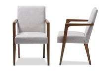 Load image into Gallery viewer, Baxton Studio Andrea Mid-Century Modern Greyish Beige Upholstered Wooden Armchair (Set of 2)