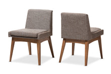 Load image into Gallery viewer, Baxton Studio Nexus Mid-Century Modern Walnut Wood Finishing and Gravel Fabric Upholstered Dining Side Chair (Set of 2)