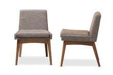 Load image into Gallery viewer, Baxton Studio Nexus Mid-Century Modern Walnut Wood Finishing and Gravel Fabric Upholstered Dining Side Chair (Set of 2)