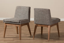 Load image into Gallery viewer, Baxton Studio Nexus Mid-Century Modern Walnut Wood Finishing and Gravel Fabric Upholstered Dining Side Chair (Set of 2)
