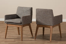 Load image into Gallery viewer, Baxton Studio Nexus Mid-Century Modern Walnut Wood Finishing and Gravel Fabric Upholstered Arm Chair (Set of 2)