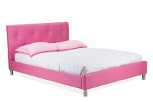 Load image into Gallery viewer, Baxton Studio Barbara Pink Leather Modern Full Size Bed with Crystal Button Tufting