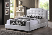 Load image into Gallery viewer, Baxton Studio Carlotta White Modern Bed with Upholstered Headboard - Full Size