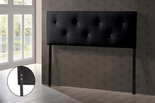 Load image into Gallery viewer, Baxton Studio Dalini Modern and Contemporary Queen Black Faux Leather Headboard with Faux Crystal Buttons