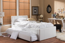 Load image into Gallery viewer, Baxton Studio Cosmo Modern and Contemporary White Faux Leather Twin Size Trundle Bed