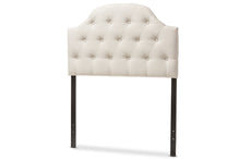 Load image into Gallery viewer, Baxton Studio Morris Modern and Contemporary Light Beige Fabric Upholstered Button-Tufted Scalloped Twin Size Headboard