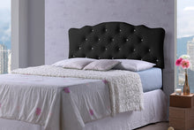 Load image into Gallery viewer, Baxton Studio Rita Modern and Contemporary Queen Size Black Faux Leather Upholstered Button-tufted Scalloped Headboard