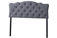 Load image into Gallery viewer, Baxton Studio Rita Modern and Contemporary Queen Size Grey Fabric Upholstered Button-tufted Scalloped Headboard