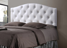 Load image into Gallery viewer, Baxton Studio Myra Modern and Contemporary Queen Size White Faux Leather Upholstered Button-tufted Scalloped Headboard