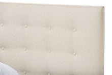 Load image into Gallery viewer, Baxton Studio Alinia Mid-century Retro Modern Light Beige Fabric Upholstered Walnut Wood Queen Size Platform Bed