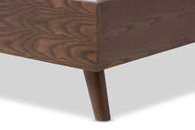 Load image into Gallery viewer, Baxton Studio Alinia Mid-century Retro Modern Grey Fabric Upholstered Walnut Wood Full Size Platform Bed