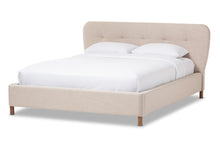 Load image into Gallery viewer, Baxton Studio Germaine Mid-Century Modern Beige Mix Linen Fabric Queen Size Grid-Tufting Platform Bed