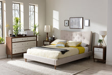 Load image into Gallery viewer, Baxton Studio Hannah Mid-Century Modern Beige Linen King Size Platform Bed