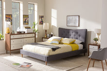 Load image into Gallery viewer, Baxton Studio Hannah Mid-Century Modern Dark Grey Fabric King Size Platform Bed