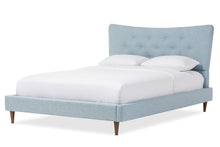 Load image into Gallery viewer, Baxton Studio Hannah Mid-Century Modern Sky Blue King Size Fabric Platform Bed