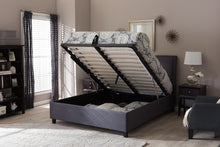 Load image into Gallery viewer, Baxton Studio Lea Modern and Contemporary Dark Grey Fabric Queen Size Storage Platform Bed