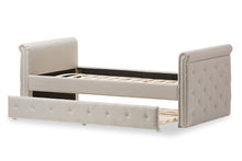 Load image into Gallery viewer, Baxton Studio Swamson Modern and Contemporary Beige Fabric Tufted Twin Size Daybed with Roll-out Trundle Guest Bed