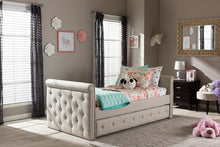 Load image into Gallery viewer, Baxton Studio Swamson Modern and Contemporary Beige Fabric Tufted Twin Size Daybed with Roll-out Trundle Guest Bed