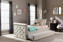 Load image into Gallery viewer, Baxton Studio Swamson Modern and Contemporary Beige Fabric Tufted Twin Size Daybed with Roll-out Trundle Guest Bed