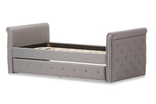 Load image into Gallery viewer, Baxton Studio Swamson Modern and Contemporary Grey Fabric Tufted Twin Size Daybed with Roll-out Trundle Guest Bed