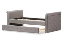 Load image into Gallery viewer, Baxton Studio Swamson Modern and Contemporary Grey Fabric Tufted Twin Size Daybed with Roll-out Trundle Guest Bed