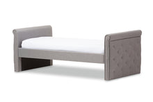 Load image into Gallery viewer, Baxton Studio Swamson Modern and Contemporary Grey Fabric Tufted Twin Size Daybed with Roll-out Trundle Guest Bed