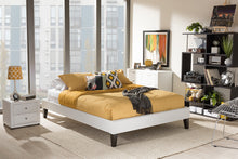 Load image into Gallery viewer, Baxton Studio Lancashire Modern and Contemporary White Faux Leather Upholstered Full Size Bed Frame with Tapered Legs