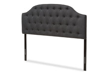 Load image into Gallery viewer, Baxton Studio Windsor Modern and Contemporary Dark Grey Fabric Upholstered Scalloped Buttoned Queen Size Headboard