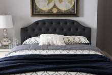 Load image into Gallery viewer, Baxton Studio Windsor Modern and Contemporary Dark Grey Fabric Upholstered Scalloped Buttoned Queen Size Headboard
