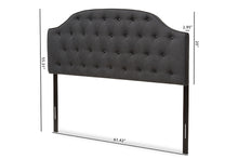 Load image into Gallery viewer, Baxton Studio Windsor Modern and Contemporary Dark Grey Fabric Upholstered Scalloped Buttoned Queen Size Headboard