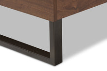 Load image into Gallery viewer, Baxton Studio Mitchell Rustic Industrial Walnut Wood Grey Fabric Dark Bronze Metal Queen Size Platform Bed