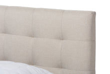 Load image into Gallery viewer, Baxton Studio Mitchell Rustic Industrial Walnut Wood Beige Fabric Dark Bronze Metal Queen Size Platform Bed