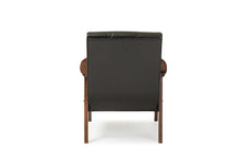 Load image into Gallery viewer, Baxton Studio Nikko Mid-century Modern Scandinavian Style Black Faux Leather Wooden Lounge Chair