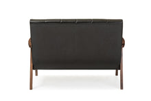 Load image into Gallery viewer, Baxton Studio Nikko Mid-century Modern Scandinavian Style Black Faux Leather Wooden 2-Seater Loveseat