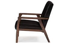 Load image into Gallery viewer, Baxton Studio Nikko Mid-century Modern Scandinavian Style Dark Brown Faux Leather Wooden Lounge Chair