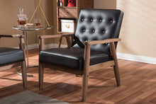 Load image into Gallery viewer, Baxton Studio Sorrento Mid-century Retro Modern Brown Faux Leather Upholstered Wooden Lounge Chair