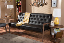Load image into Gallery viewer, Baxton Studio Sorrento Mid-century Retro Modern Brown Faux Leather Upholstered Wooden 3-seater Sofa