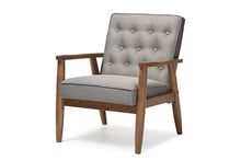 Load image into Gallery viewer, Baxton Studio Sorrento Mid-century Retro Modern Grey Fabric Upholstered Wooden Lounge Chair