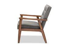 Load image into Gallery viewer, Baxton Studio Sorrento Mid-century Retro Modern Grey Fabric Upholstered Wooden Lounge Chair