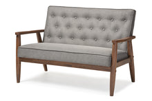 Load image into Gallery viewer, Baxton Studio Sorrento Mid-century Retro Modern Grey Fabric Upholstered Wooden 2-seater Loveseat