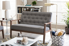 Load image into Gallery viewer, Baxton Studio Sorrento Mid-century Retro Modern Grey Fabric Upholstered Wooden 2-seater Loveseat