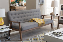 Load image into Gallery viewer, Baxton Studio Sorrento Mid-century Retro Modern Grey Fabric Upholstered Wooden 3-seater Sofa