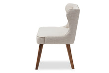 Load image into Gallery viewer, Baxton Studio Scarlett Mid-Century Modern Brown Wood and Light Beige Fabric Upholstered Button-Tufting with Nail Heads Trim 2-Seater Loveseat Settee