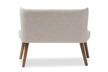 Load image into Gallery viewer, Baxton Studio Scarlett Mid-Century Modern Brown Wood and Light Beige Fabric Upholstered Button-Tufting with Nail Heads Trim 2-Seater Loveseat Settee