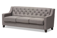 Load image into Gallery viewer, Baxton Studio Arcadia Modern and Contemporary Grey Fabric Upholstered Button-Tufted Living Room 3-Seater Sofa