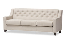 Load image into Gallery viewer, Baxton Studio Arcadia Modern and Contemporary Light Beige Fabric Upholstered Button-Tufted Living Room 3-Seater Sofa