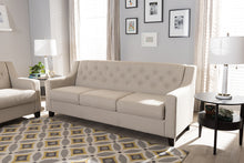 Load image into Gallery viewer, Baxton Studio Arcadia Modern and Contemporary Light Beige Fabric Upholstered Button-Tufted Living Room 3-Seater Sofa