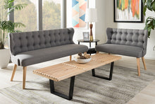 Load image into Gallery viewer, Baxton Studio Melody Mid-Century Modern Natural Wood Finishing Grey Fabric 2-Piece Settee Set